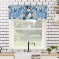 Christmas Ball Snowman Gifts Xmas Tree Snowflake Blue Window Valances