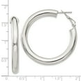 thumbnail image 3 of Sterling Silver Omega Back Hoop Earrings, 3 of 3
