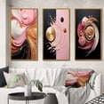 thumbnail image 1 of Designart "Whimsical Liquid Pink and Gold Art Glamorous Charm" Abstract Shapes Framed Wall Art Set Of 3 - Gold Transitional Frame Canvas Set For Living Room Decor, 1 of 6
