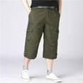 thumbnail image 4 of Jinda Men's Capri Cargo Pants Work Utility Pants Bottom Closed Back Flap Pocket Casual Long Shorts Army Green Small, 4 of 4