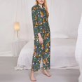 thumbnail image 2 of KLL Wolf Fox In Flower Forest Print Women's Long Sleeve Pajamas with Pants Sleepwear Loungewear 2 Set-XX-Large, 2 of 8