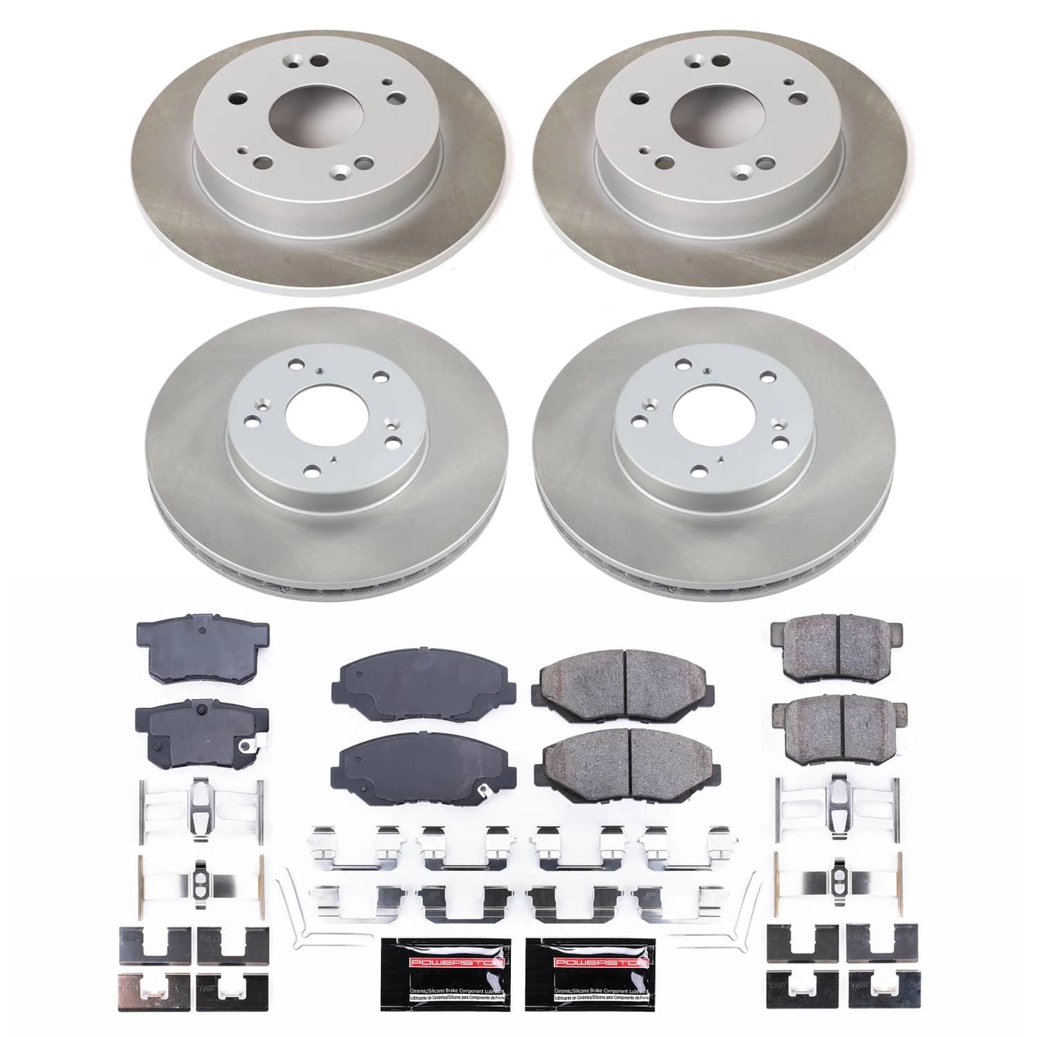 PowerStop Front and Rear Semi-Coated Rotor and Low-Dust Ceramic Brake Pad Kit SC6781