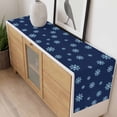 thumbnail image 4 of Christmas Table Runner 108 Inches Long Farmhouse Dress Scarves, Snowflakes Xmas Blue Winter Minimalist Dining Tablerunner for Coffee Table/Kitchen Island/Party Décor, 13" x 108", 4 of 8