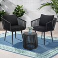 thumbnail image 4 of Kromax 3 Pieces Patio Rattan Bistro Conversation Set, Outdoor All-Weather Wicker Furniture Chairs and Side Table Set Ideal for Balcony, Porch and Backyard, Black, 4 of 4