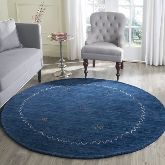 Safavieh Himalaya Yvonne Solid Wool Area Rug, Blue, 6' x 6' Round
