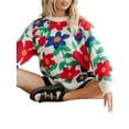 thumbnail image 5 of Seyurigaoka Womens Knit Pullover 2000s Aesthetic Floral Sweater Round Neck Long Sleeve Tops Winter Fashion Grunge Fairy Jumper, 5 of 9
