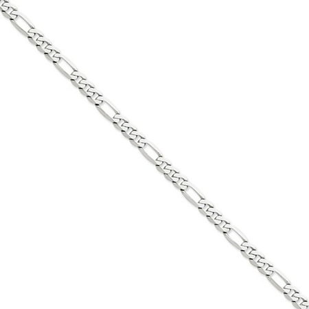14k White Gold Men's 9in 6.0mm Flat Figaro Chain Bracelet
