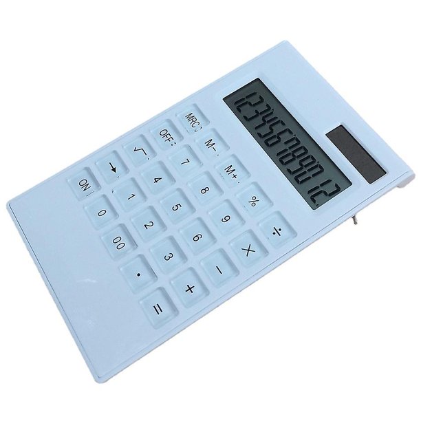 Calculadora científica de escritorio TANGJMXG blanca con botón de cristal energía solar y batería