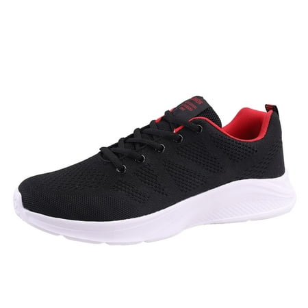 

nsendm Male Fashion Sneakers Adult Men s Sneaker Breathable Comfort Flat Lace Up Casual Mens Air 1 Low Sneaker Red 11.5