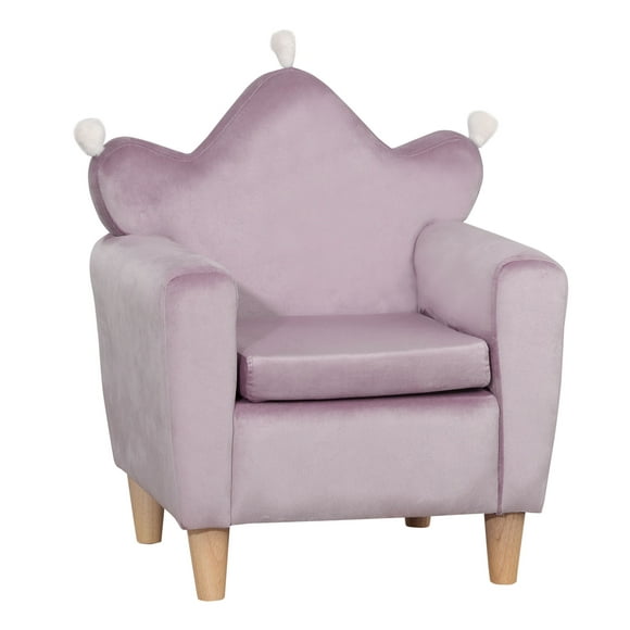 Qaba Kids Sofa, Armrest Chair for Preschool, Toddler Couch for Kids Room, Kindergarten, Dutch Velvet, Eucalyptus Wood, Purple