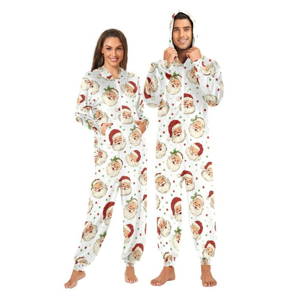 joogoo Vintage Santa Claus Unisex Adults Onesies Pajamas Jumpsuits L