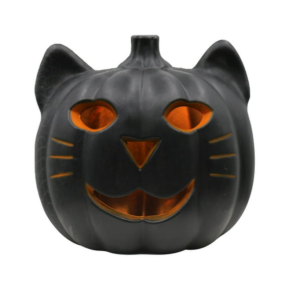 Halloween Decorations Pumpkin Light, Resin Hollow Out Pumpkin Cat Head Lantern - Halloween Table Decor Ornaments Gifts