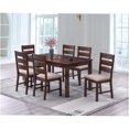 thumbnail image 2 of JERFIT 7-Piece Dining Table Set for 6 with Fabric Chairs, Solid Rubberwood Modern Kitchen Furniture, Antique Cherry Finish, 2 of 10