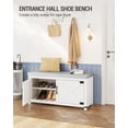 thumbnail image 3 of Farmhouse Shoe Storage Bench, 2 Tier Shoe Bench with Padded Seat Cushion & 2 Barn Doors, White, 3 of 8