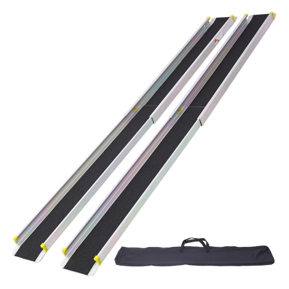 Wheelchair Ramps 7ft Telescoping Pair - Portable Accessibility Ramps for Wheelchairs, Scooters & Mobility Aids - Non-Slip, 600lb Capacity