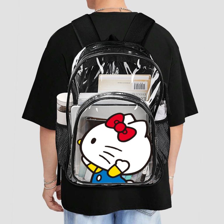 Hello Kitty Clear Backpack Heavy Duty See Through Bookbag Transparent Bag for Colleges School Work Sport Travel - Walmart.com Hello Kitty Clear Backpack Heavy Duty See Through Bookbag Transparent Bag for Colleges School Work Sport Travel - Walmart.com