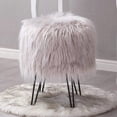 thumbnail image 1 of Mxfurhawa Ottoman Faux Fur Vanity Stool with Golden Leg for Living Room, Gray, 1 of 7