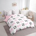 thumbnail image 4 of Feelyou Cartoon Football Print Twin Bedding Sets 7-Piece, Kawaii Pink Ribbon Bedding Comforter Set, Teens Kids Boys Girls Reversible Sheet Sets, Breathable Home Decor, 4 of 8