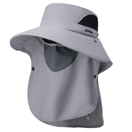Cuffbow 4 Pcs Mens Outdoor Wide Brim Fishing Hat with Face and Neck Cover Sun Protection Cap UPF 50+ Fisherman Bucket Sun Hat