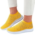 thumbnail image 3 of GPOECD Chaussures pour Femmes Décontractées en Maille Respirante à Semelle Plate Chaussures de Marche Confortables pour Usage Quotidien avec Design en Strass Chaussures pour Femmes Jaune,40, 3 of 6