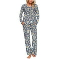 thumbnail image 2 of Riecok Pajama Sets for Women Plus Size PJ Set Crewneck Loungewear Set Long Sleeve Tops and Pants Cute Print Breathable Soft Sleepwear, 2 of 6