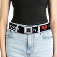 thumbnail image 5 of Buckle-Down Belt, Seatbelt Buckle Belt, Broken Heart Meh Black Red White, 30 to 44 Inches, 5 of 9