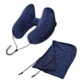 thumbnail image 1 of Almohada inflable para el cuello de viaje para coche o avión con bolsa de transporte desmontable. Azul, 1 of 9