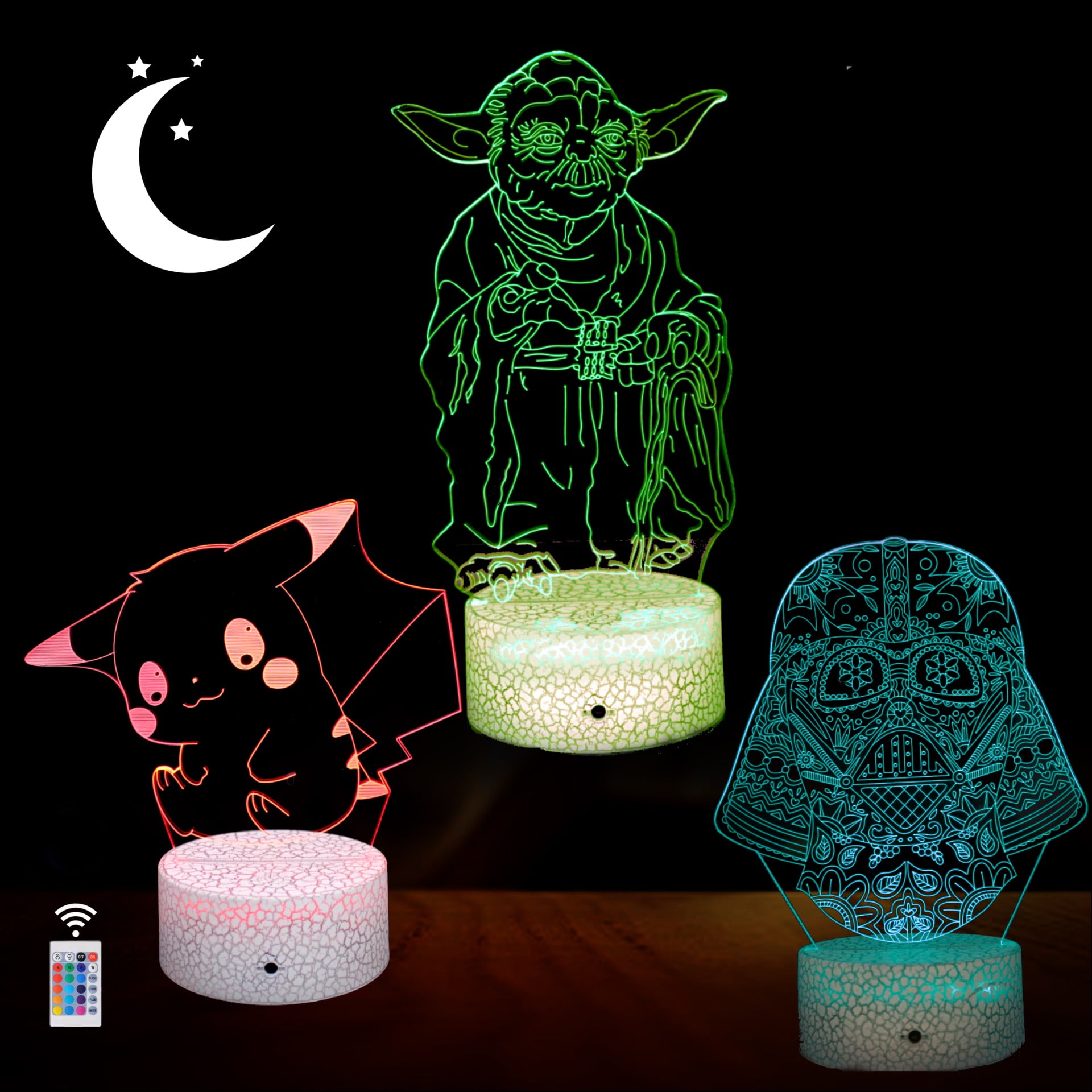 2 Bases 5 Patterns Star Wars Gifts 3D Illusion Lamp - Star Wars Toys Baby  Yoda Night Light ,7 Color …See more 2 Bases 5 Patterns Star Wars Gifts 3D