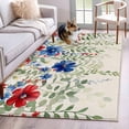 thumbnail image 3 of Rectangle Rug 4x6ft Area Rug, Independence Day Red Blue Flower Area Rugs for Living Room Bedroom, Green Leaf Retro Linen Floor Mat Non-Slip Non-Shedding Carpet Indoor Accent Rugs, 3 of 9