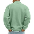thumbnail image 6 of Huankd Casual Loose Fit Men's Corduroy Sweatshirt Stand Collar Quarter Zip Pullover Long Sleeve Fall Winter Top Green XL, 6 of 8