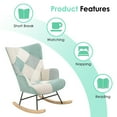 thumbnail image 4 of EBQOSK Accent Rocking Chair, Mid Century Fabric Rocker Chair with Wood Legs and Patchwork Linen for Livingroom Bedroom Blue, 4 of 7