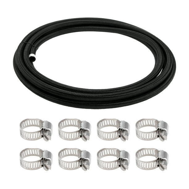 Kit de manguera de combustible Unique Bargains de 19.68 pies, manguera de vacío automotriz con 8 abrazaderas, negra 5/16"
