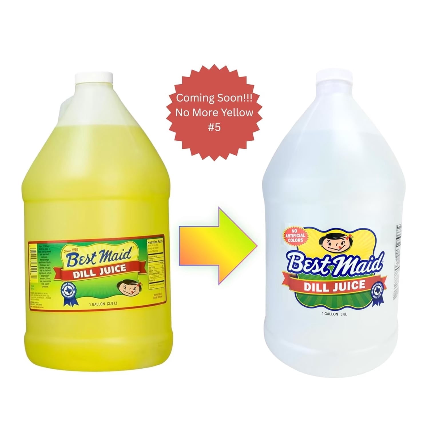 Best Maid Dill Pickle Juice, 1 gallon plastic jar, serving size 1 oz (28g), Kosher Certified, dill pickle flavor, 128 servings per jar
