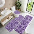 thumbnail image 5 of Paisley and Damask Purple Pattern Bathroom Rug Set 4 Piece,Includes Contour,Lid Cover,Bath Mat,Non-Slip Extra Soft Absorbent Washable, 5 of 5