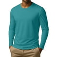 thumbnail image 4 of Dresfit Mens Thermal Shirts Crew Neck Big and Tall Tops 2025 Stretch Long Sleeve Solid Color Baseball Shirt Fall Basic Lightweight Plain Pullover Tops Navy 4XL, 4 of 7