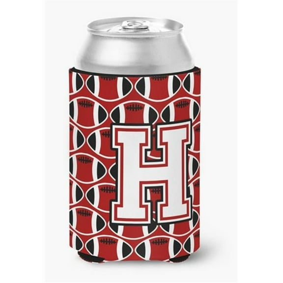 Letter H Football Cardinal & White Can or Bottle Hugger