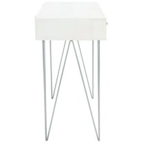 SAFAVIEH Marigold Mid-Century w/ Drawer Writing Desk, White Wash/Silver