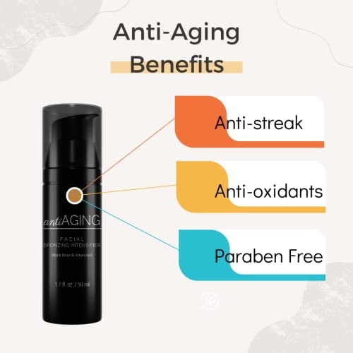 Bronceador Facial y de Línea de Cuello con Intensificador de Bronceado y Té Verde Anti-Envejecimiento Onyx