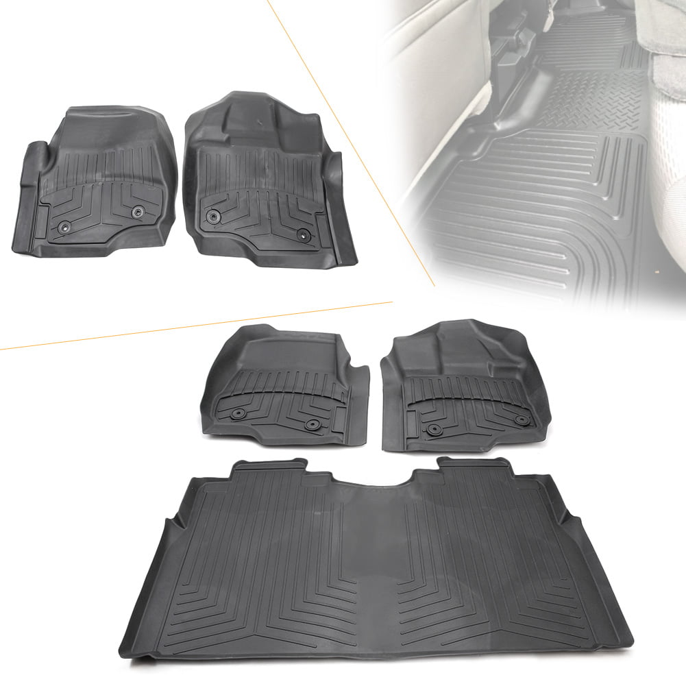 GZYF For 2017 Ford F-150 F-250 F-350 Supercrew All Weather Rubber Floor Mats Set Slush Snow Mud 2017 Ford F 150 Xlt Floor Mats