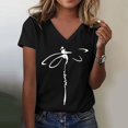 thumbnail image 2 of HCYSFG Womens Dragonfly Graphic Print V Neck Summer Tops Casual Classic Short Sleeve T Shirt Loose Fit Pullover Style Comfortable Daily Clothes, 2 of 5