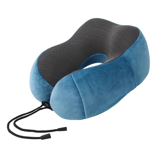 Almohada de con soporte para cuello, ligera, , compacta, multifuncional, de espuma viscoelástica, con funda extraíble para oficina y Azul
