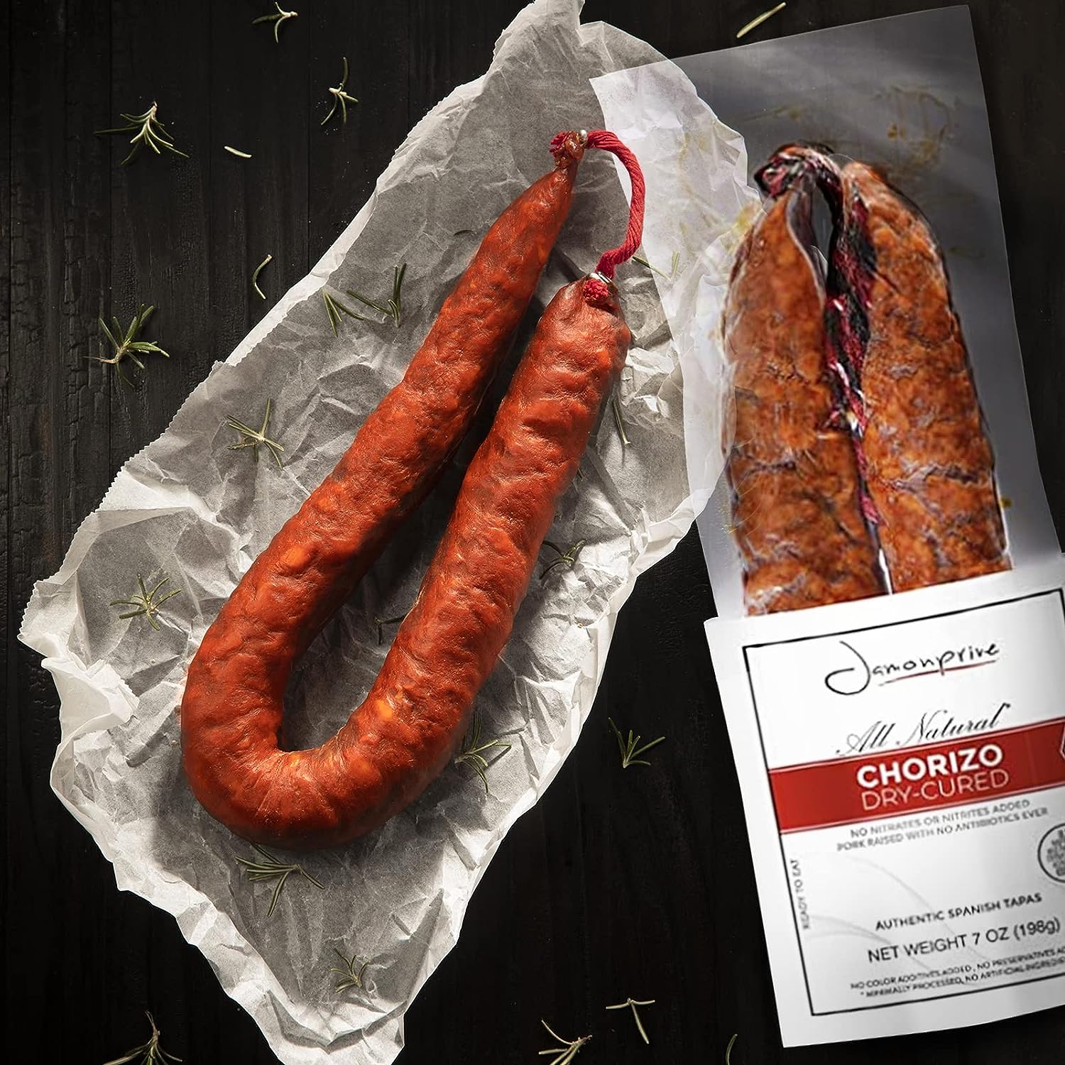 Mild Chorizo Ring - Spanish Chorizo for Authentic Tapas 7oz (Sarta) - Jamonprive - All Natural