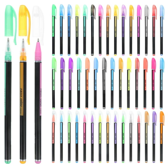 48pcs Gel Pen Set with Vibrant Colors and Dual Functionality for Painting Assorted Color Plastic 48