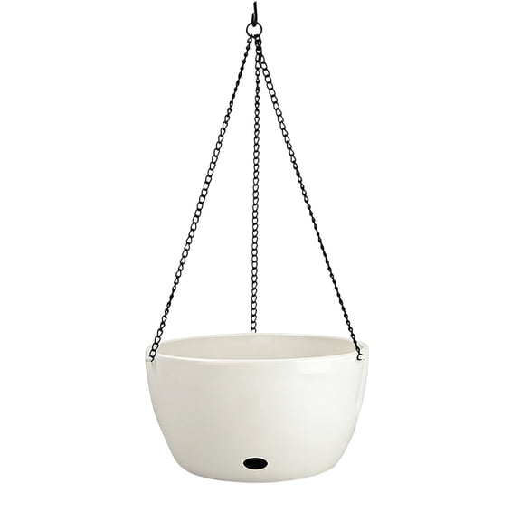 chaungfeng 7.9 Inch Self Watering Hanging Planters for Indoor Plants, Large White Plastic Hanging Pots with Chains for Outdoor Patio Garden Home Decor White