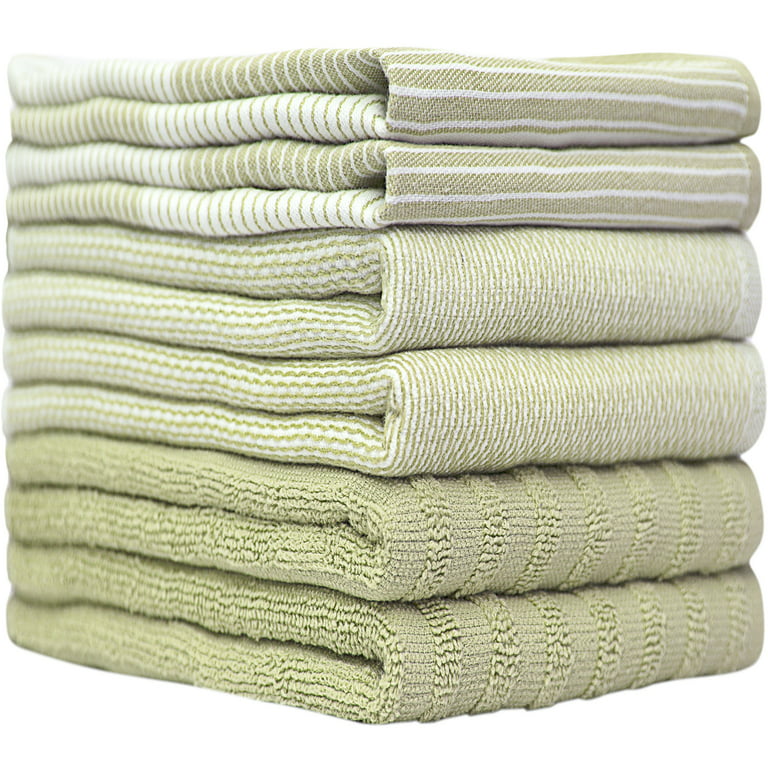 Now Designs Extra Large Wovern Cotton Kitchen Dish Towels Sage Green Set of  3, Set of 3 - Baker's