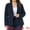 Navy Blue, variant on Women's Plus Long Sleeve Notched Lapel Business Blazer Navy Blue 2X