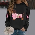 thumbnail image 2 of Jindong Women's Dog Ribbon Breast Cancer Awareness Print Sweatshirt, 2 of 5