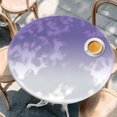 thumbnail image 3 of Minimalist Purple Round Fitted Table Cover and White Gradient Waterproof Table Cloth with Elastic Edge Wipeable Tablecloth for Picnic Camping Party Fits 55"-60" Diameter, 3 of 8