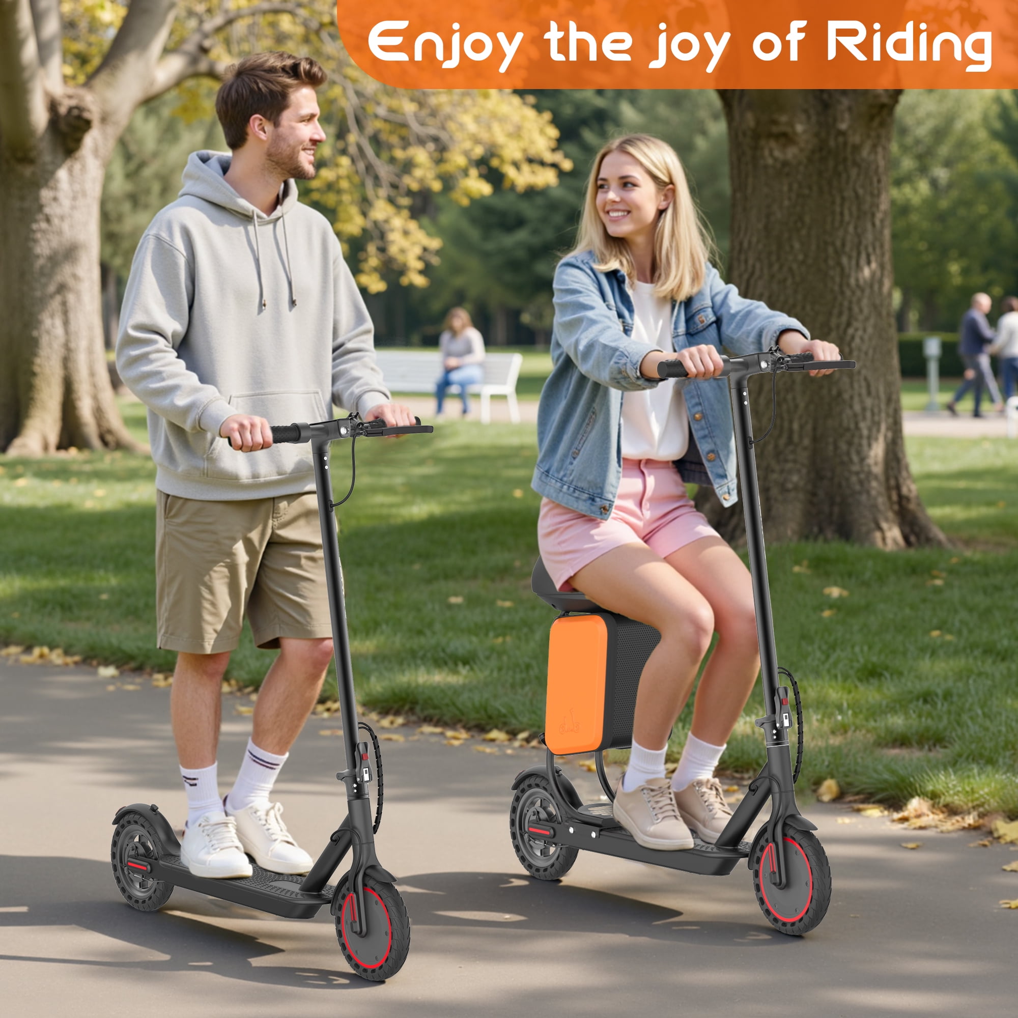 PRINTE N1 Electric Scooter 350W with Seat and Storage Bag, LCD Display Waterproof APP 19MPH for Adult and Teen UL2272