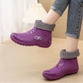 thumbnail image 3 of Taqqpue Women Rubber Boots Wide Calf Rain Boots Round-Toe Waterproof Fleece-Lined Warm Comfortable Short Rain Boots Mid Height Rain Shoes for Outdoor Gardening Work Walking, 3 of 10